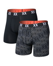 SAXX Boxershorts Multisport Mesh Boxer Brief Fly Logo schwarz/Logo Herren - 2 Stück